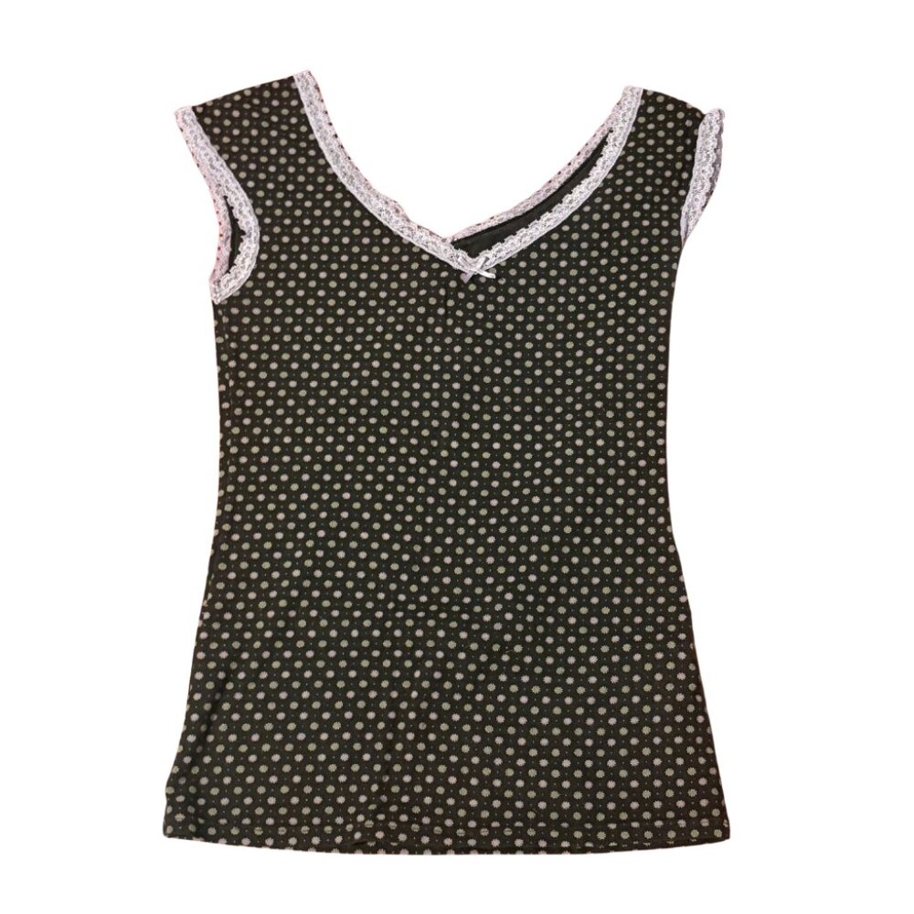 Uniqlo Purple & Black Y2K Lace Top Size M